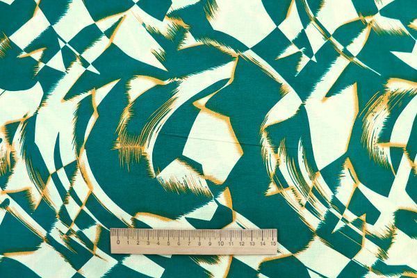 Штапель принт/зелено-молочный 1374-PY/D#18/C#5