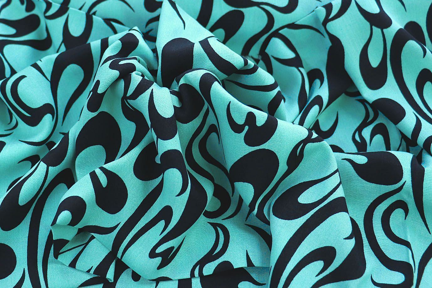 Штапель принт/черно-бирюзовый 1374-PY/D#24/C#5