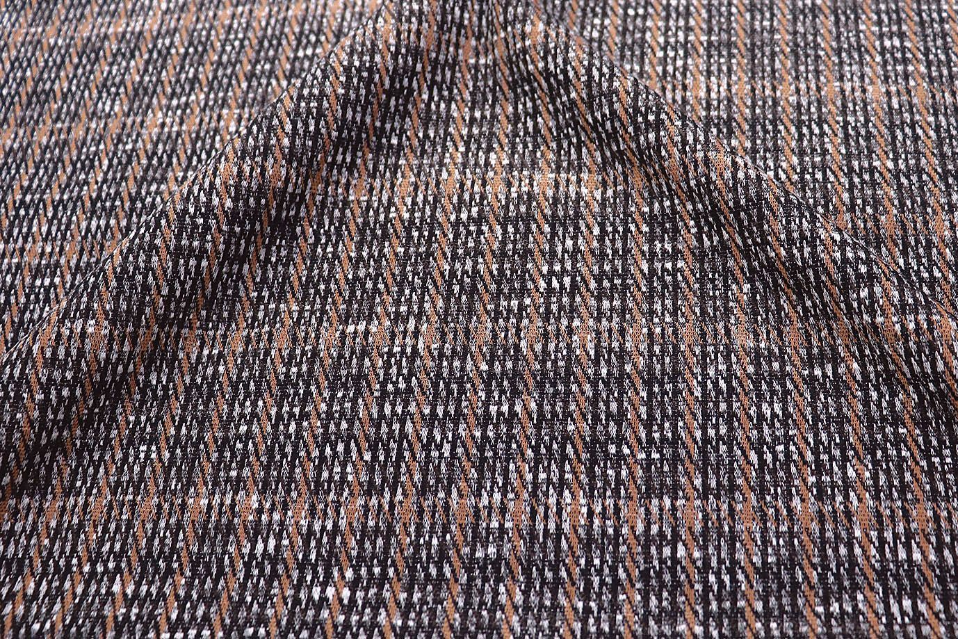 Трикотаж жаккард принт/клетка бежево-серая 3257-22-PY/D#13/C#3