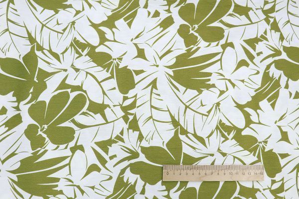 Лен N/R слаб принт/зелено-белый 3826-PY/D#3/C#3