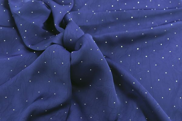 Шелк "Токио" креш со стразами/темно-синий 3805-PY/C#15