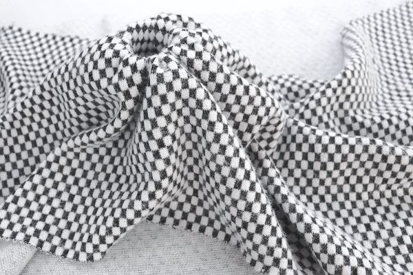 Трикотаж "Альпака" жаккард/клетка бело-черная 3761-PY/D#1/C#6