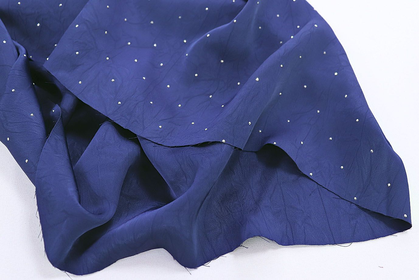 Шелк "Токио" креш со стразами/темно-синий 3805-PY/C#15