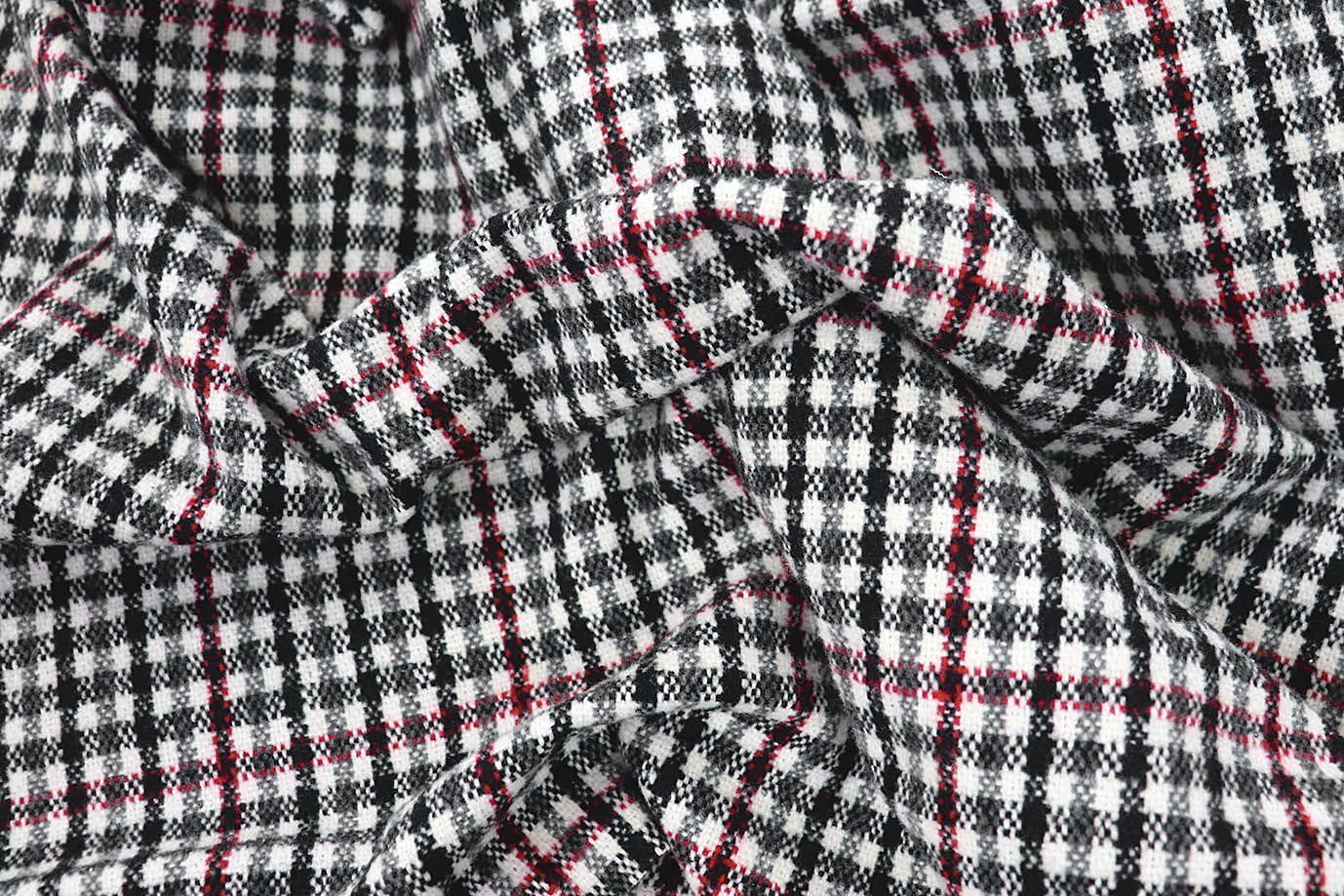 Пальтовая ткань принт/клетка черно-малиновая 3111-21/D#2/C#2