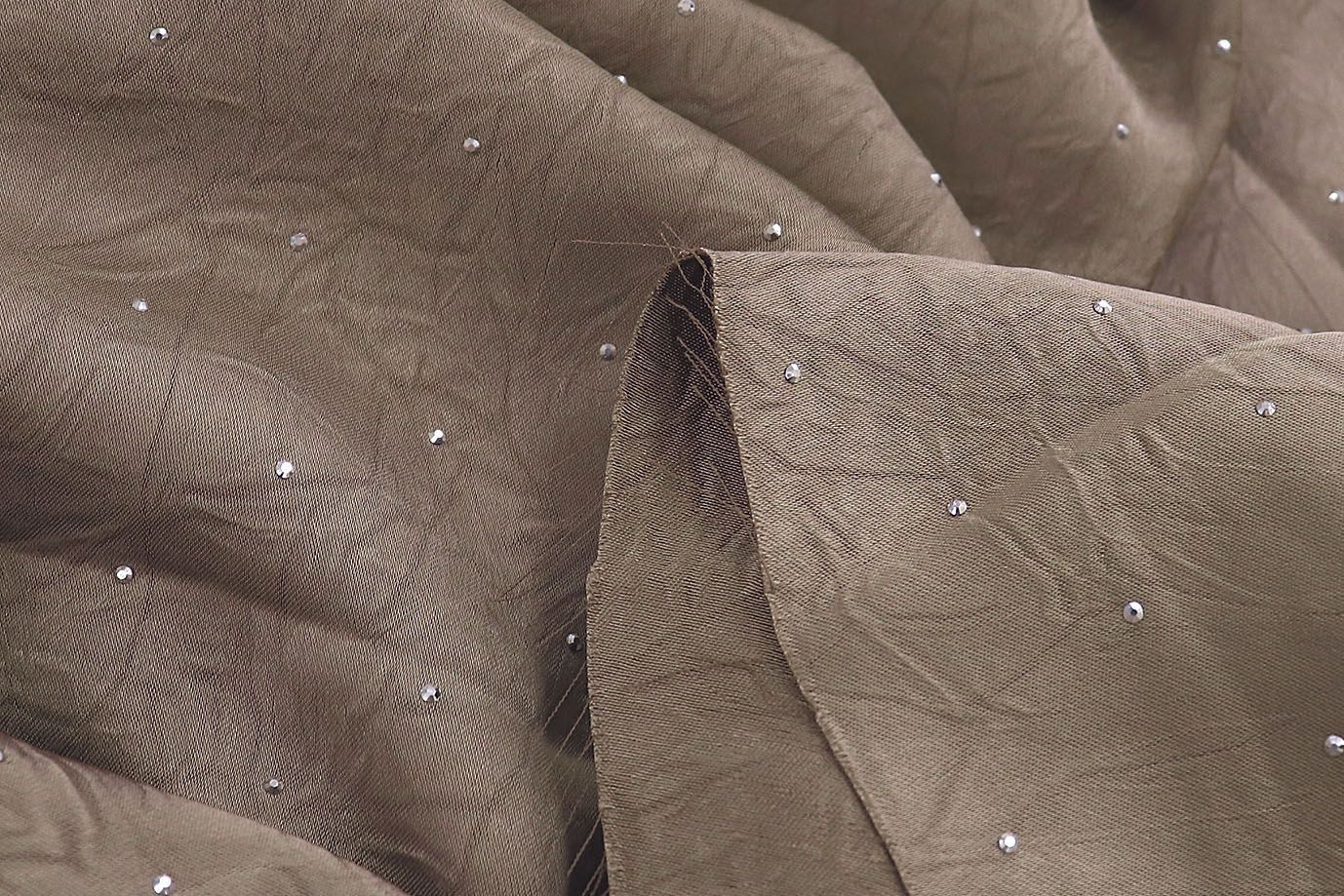 Шелк "Токио" креш со стразами/темно-коричневый 3805-PY/C#20 (11901)