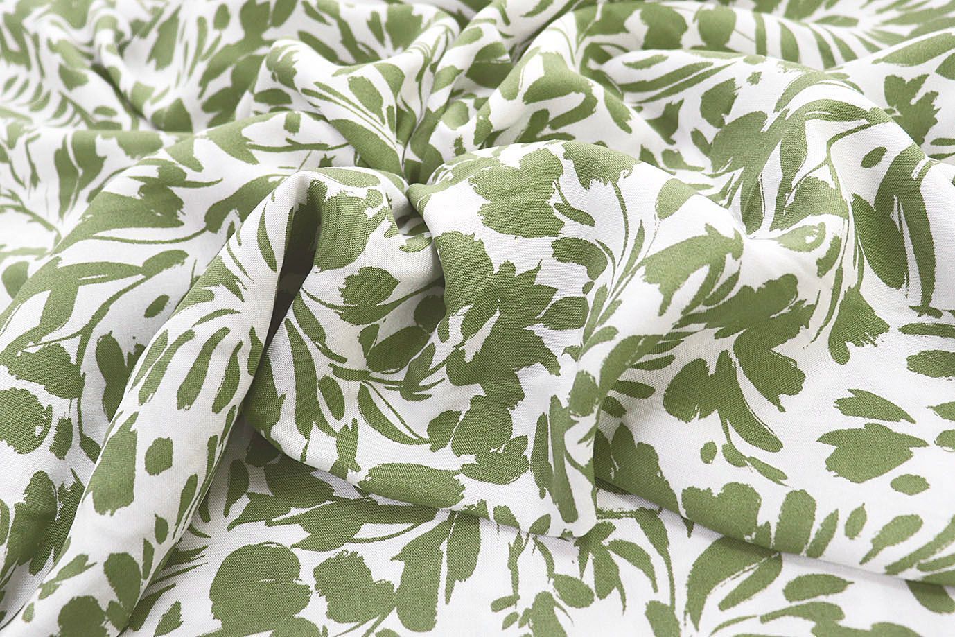 Штапель принт/цветы зеленые на белом 3892-PY/D#11/C#4
