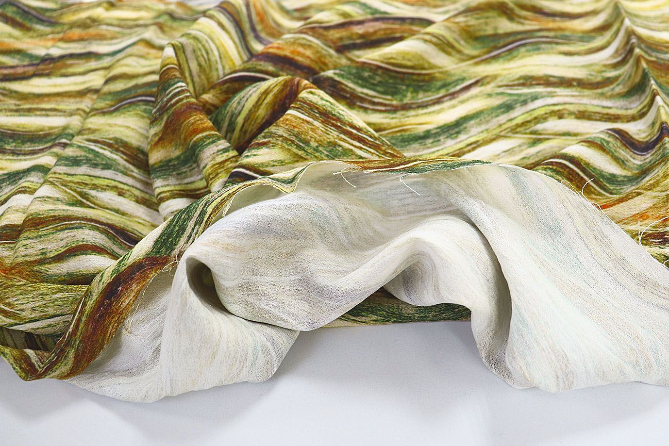 Лен БОХО принт/зелено-желто-молочный 3591-PY/D#15/C#3