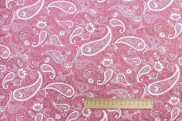 Штапель принт/узор белый на розовом 1374-PY/D#27/C#1