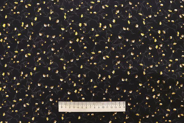 Штапель принт/цветы желтые на черном 1443-PY/D#1/C#1