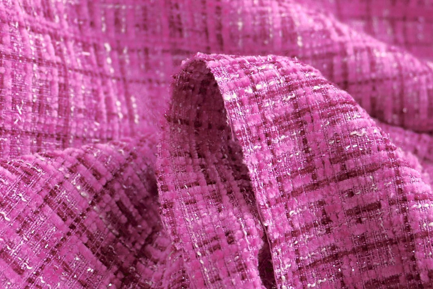 Пальтовая ткань "Шанель" принт/клетка малиновая 1361-6536/C#27 (50311)