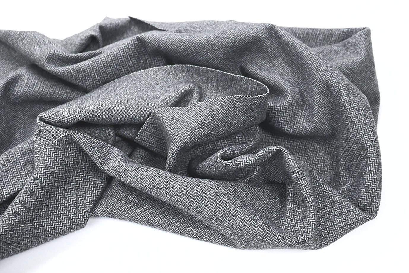 Пальтовый трикотаж "Елочка"/черный 3099/C#2