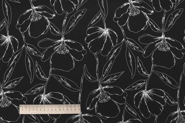 Лен БОХО принт/белый на чёрном 4077-PY/D#18/C#4