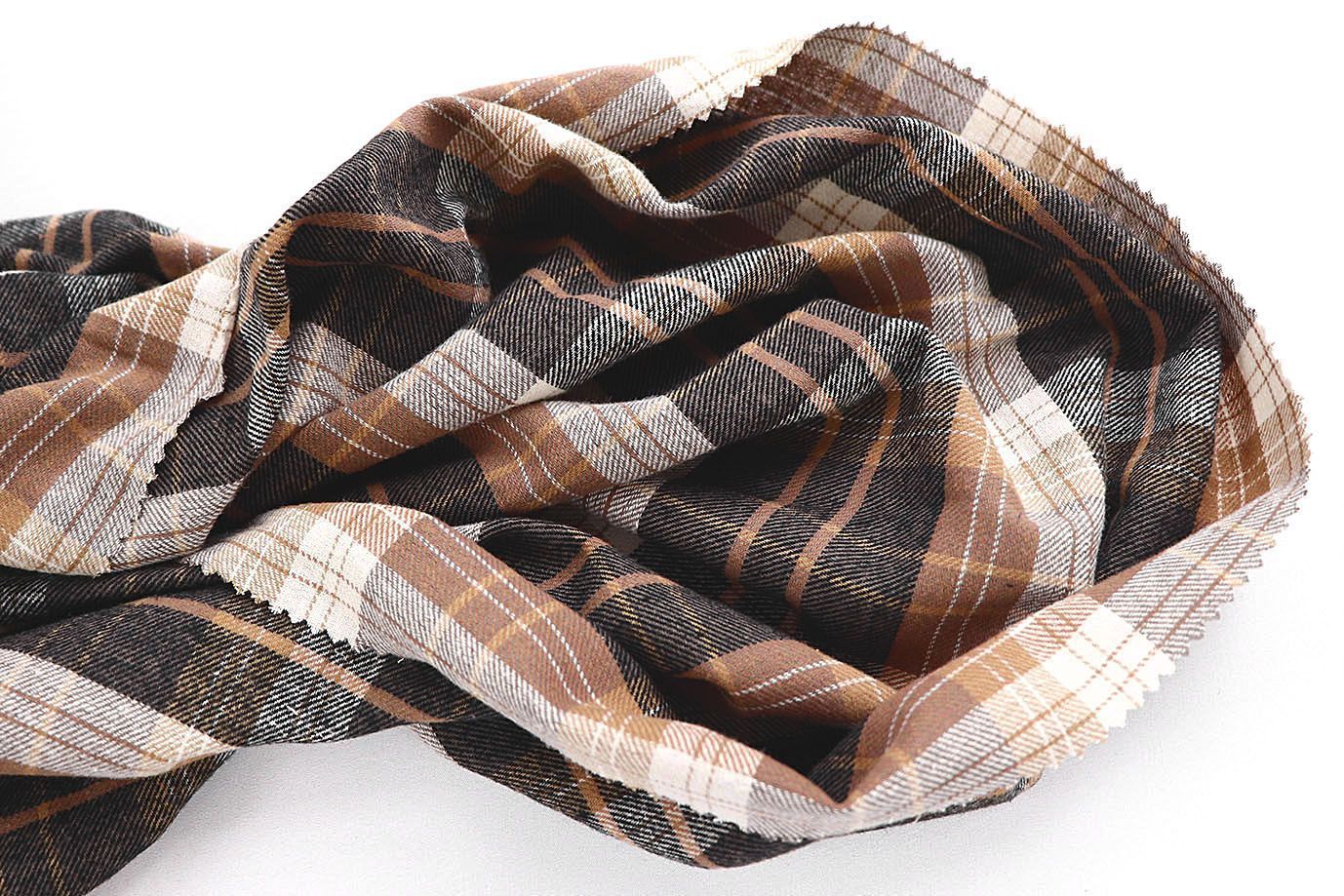 Рубашечная ткань принт/клетка черно-коричневая 4015-PY/D#S1309