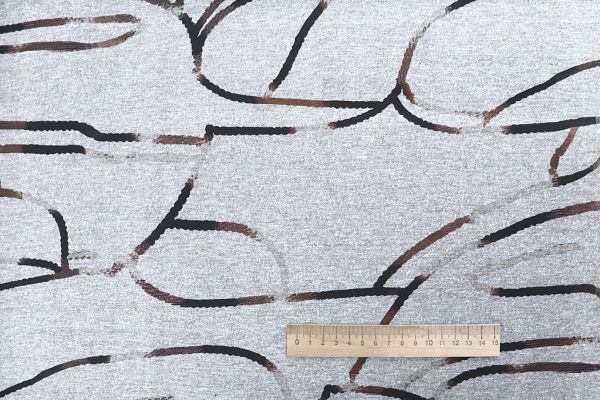 Трикотаж "Модал" принт/черно-коричневый на сером 1419-PY/D#3/C#1