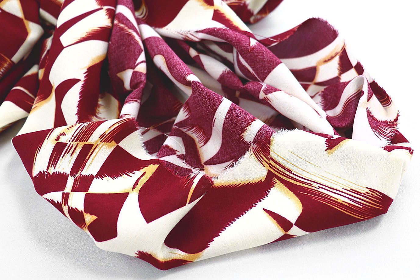 Штапель принт/бордово-молочный 1374-PY/D#18/C#3