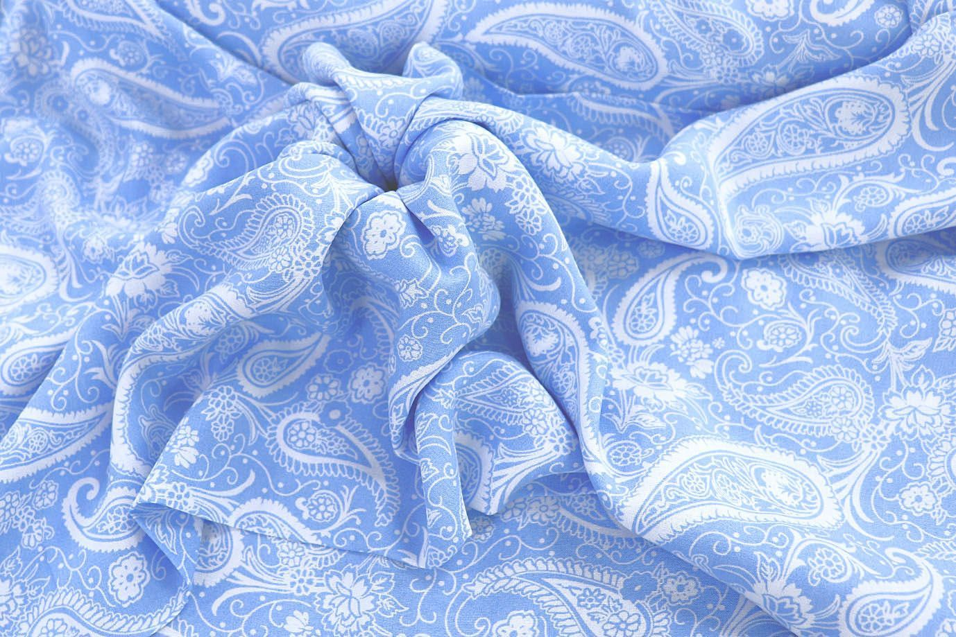 Штапель принт/узор белый на голубом 1374-PY/D#27/C#5