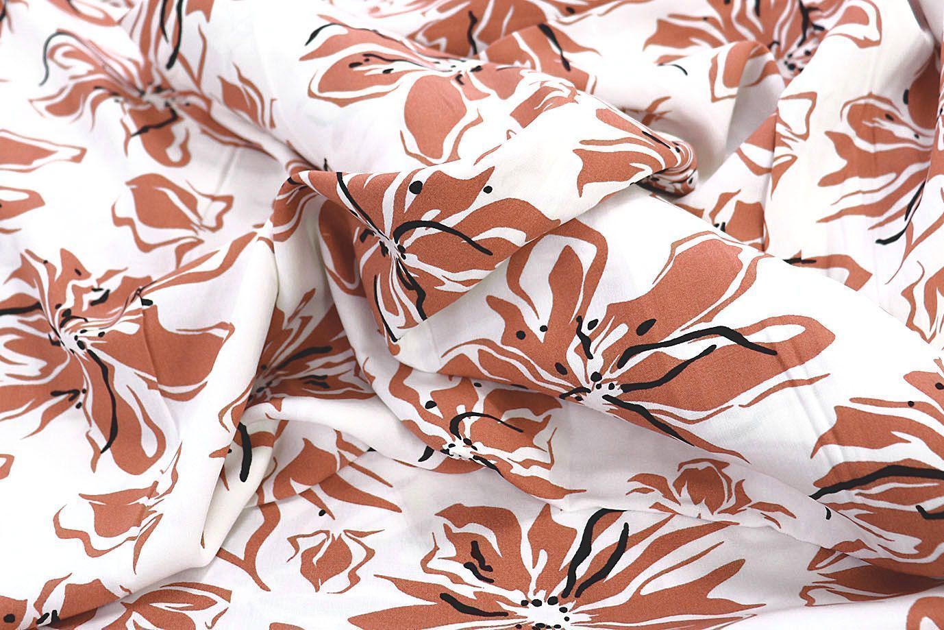 Штапель принт/цветы персиковые на белом 3858-PY/D#9/C#2