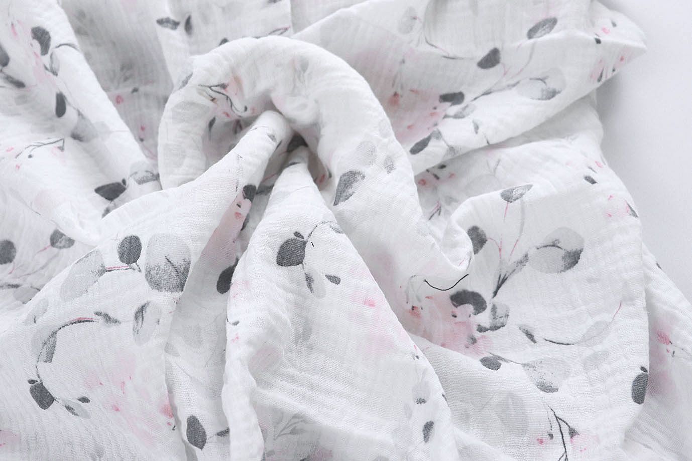 Муслин принт/цветы серо-розовые на белом 4082-PY/D#3/C#1