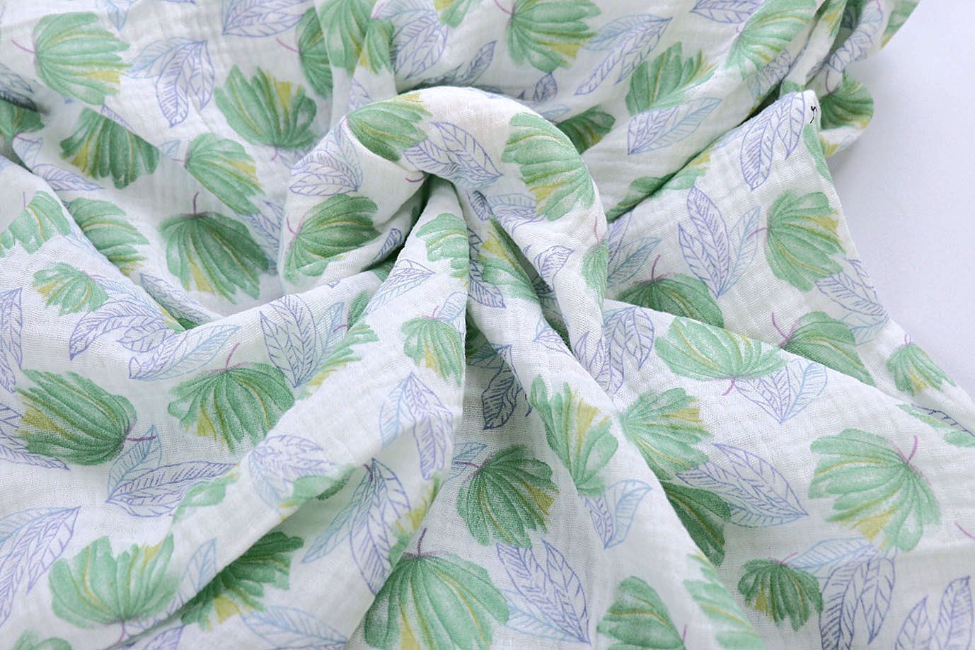 Муслин принт/цветы сине-зеленые на белом 4082-PY/D#7/C#3