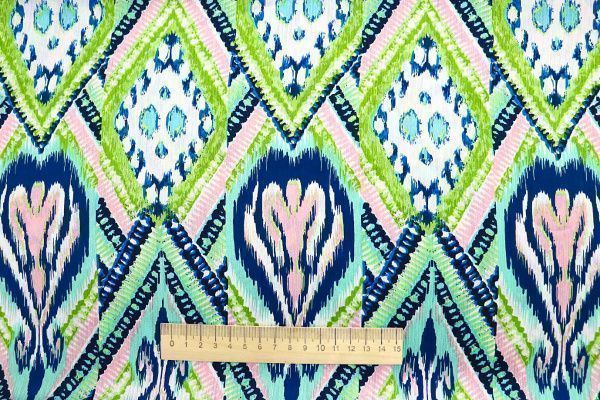 Сатин "София" креш принт/сине-зеленый 3608-PY/D#2/C#1