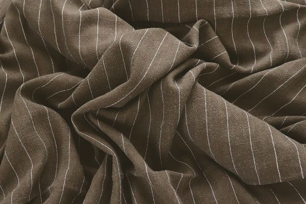 Лен принт/полоска белая на коричневым 4142-PY/C#3