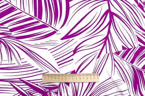 Штапель принт/листья бело-фиолетовые 1374-PY/D#21/C#8