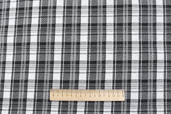 Трикотаж жаккард принт/клетка черная на белом 2815/D#4