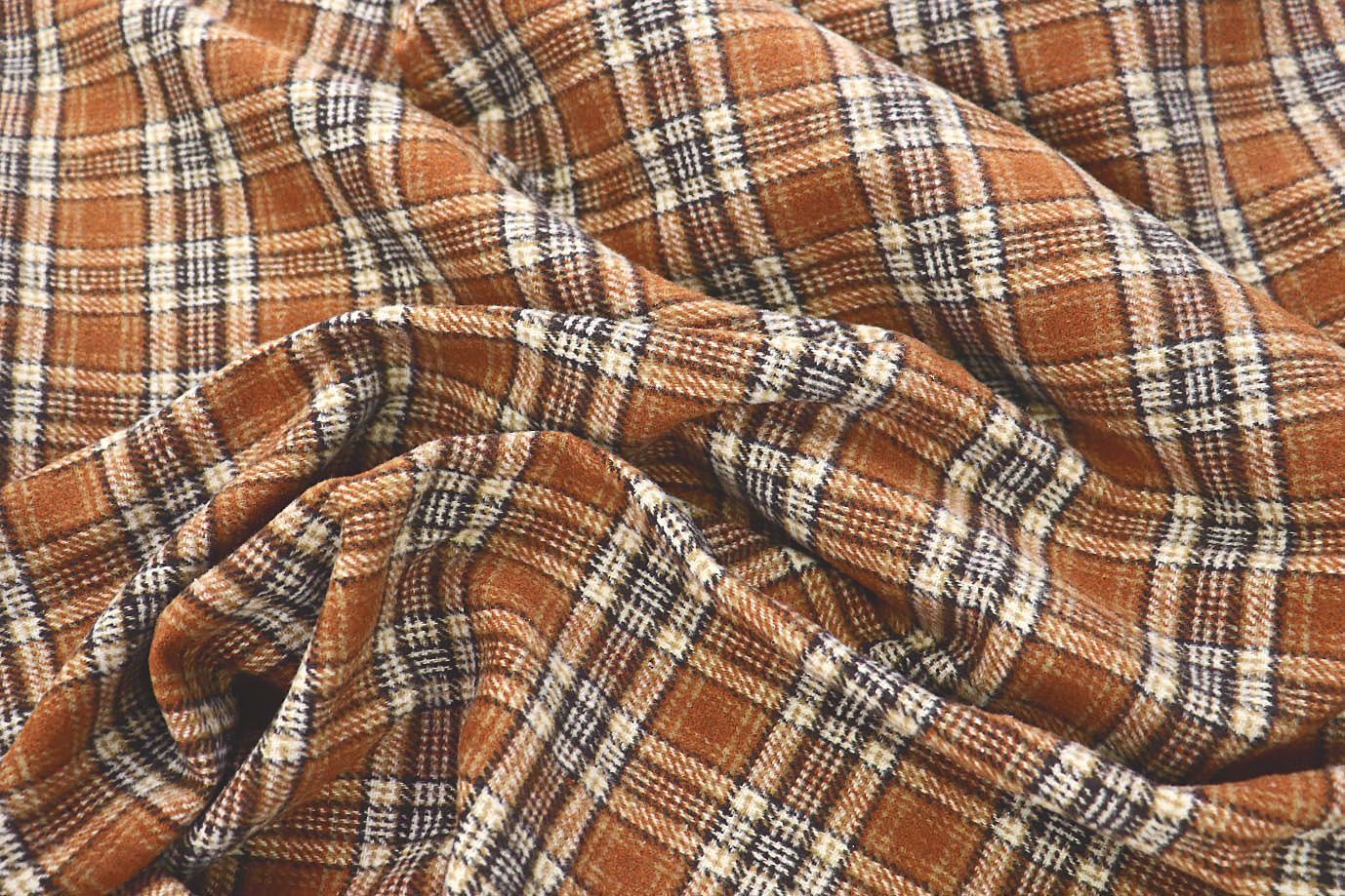 Пальтовая ткань принт/клетка черно-коричневая AP210901069/D#417-21109/C#5