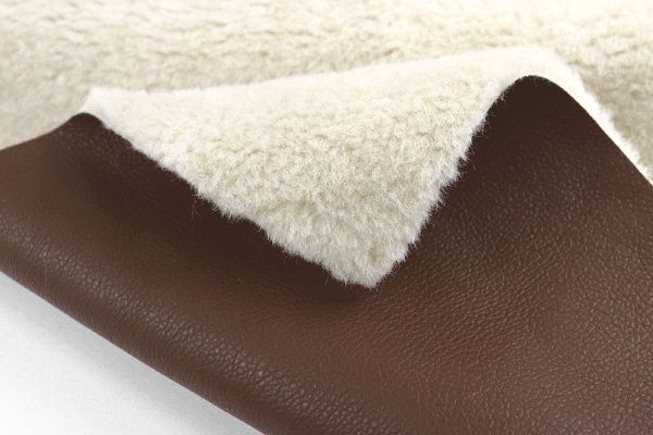 Искусственный мех "Кёрли" на коже/бежевый на коричневом AP5072410/D#1103-3068/C#19