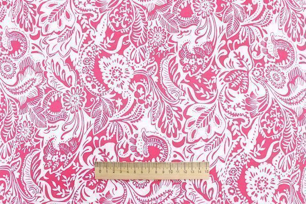 Штапель принт/узор белый на розовом 1374-PY/D#39/C#3