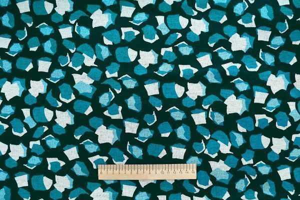 Трикотаж "Модал" принт/бело-бирюзовый на черном 3561-PY/D#15/C#2