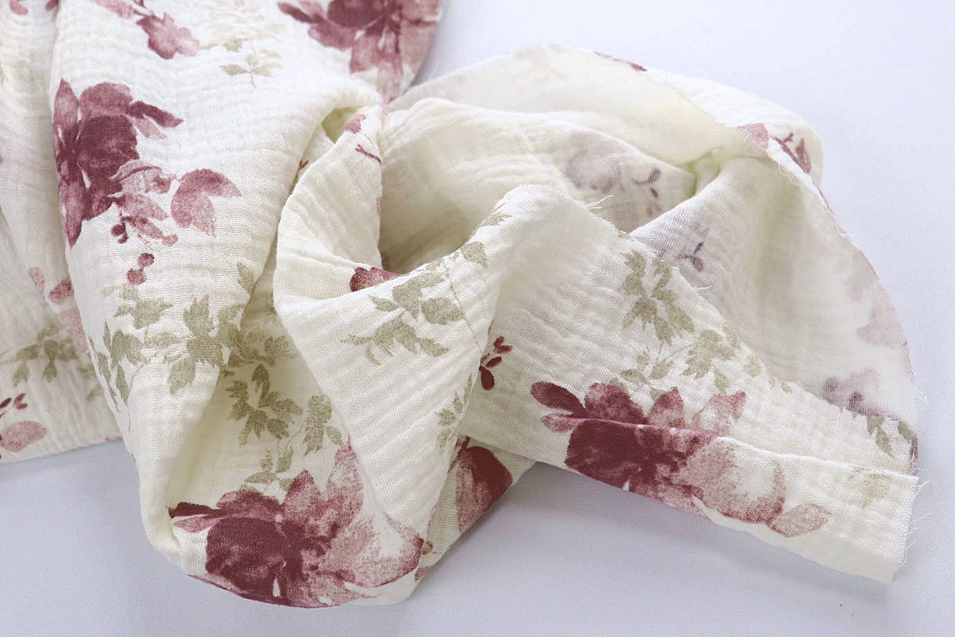 Муслин принт/цветы бежевые на молочном 4082-PY/D#1/C#1