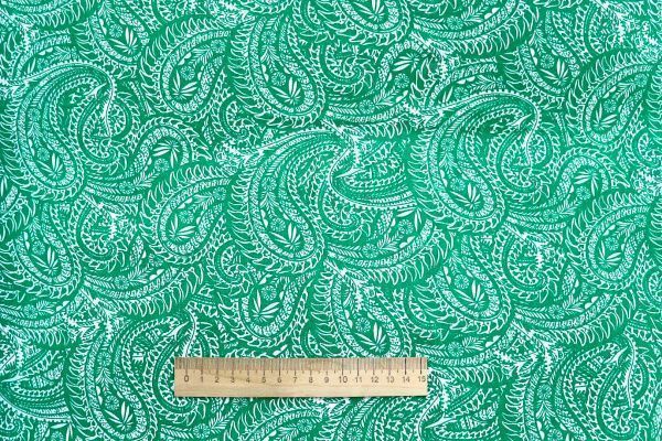 Штапель принт/узор белый на зеленом 1374-PY/D#26/C#1