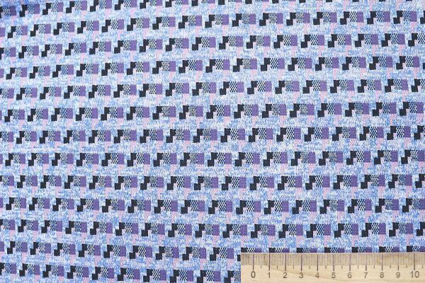 Трикотаж жаккард принт/розово-фиолетовый на синем 3257-22-PY/D#28/C#2