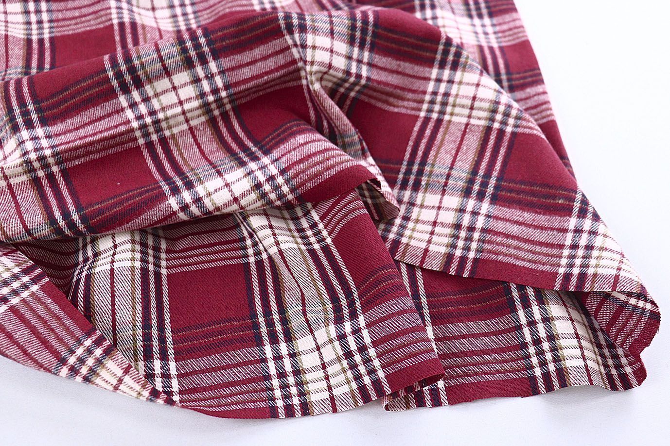 Рубашечная ткань принт/клетка белая на красном 1418-PY/D#9/C#2