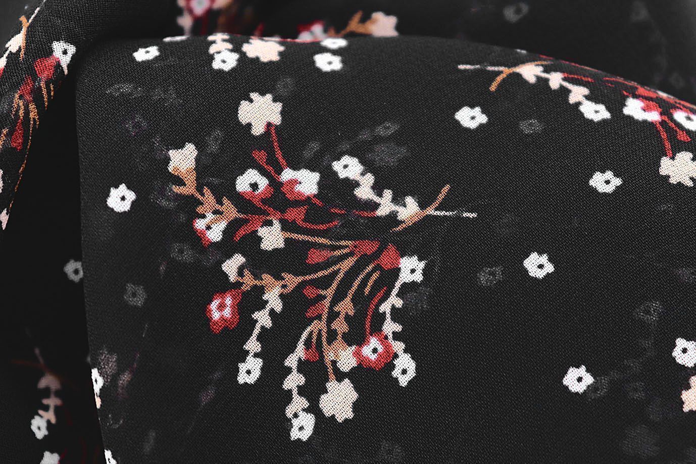 Шифон принт/цветы белые на черном 3707-PY/D#29/C#6