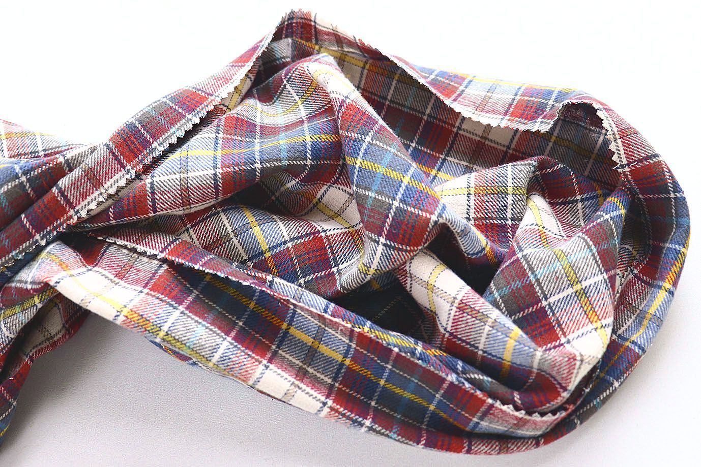 Рубашечная ткань принт/клетка сине-красная 4015-PY/D#36404/C#2