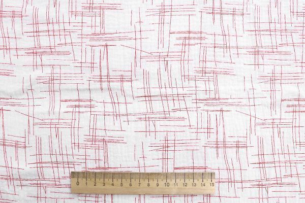Муслин принт/красный на белом 1393-PY/D#8/C#4