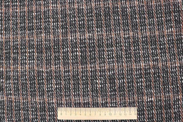 Трикотаж жаккард принт/клетка бежево-серая 3257-22-PY/D#13/C#3