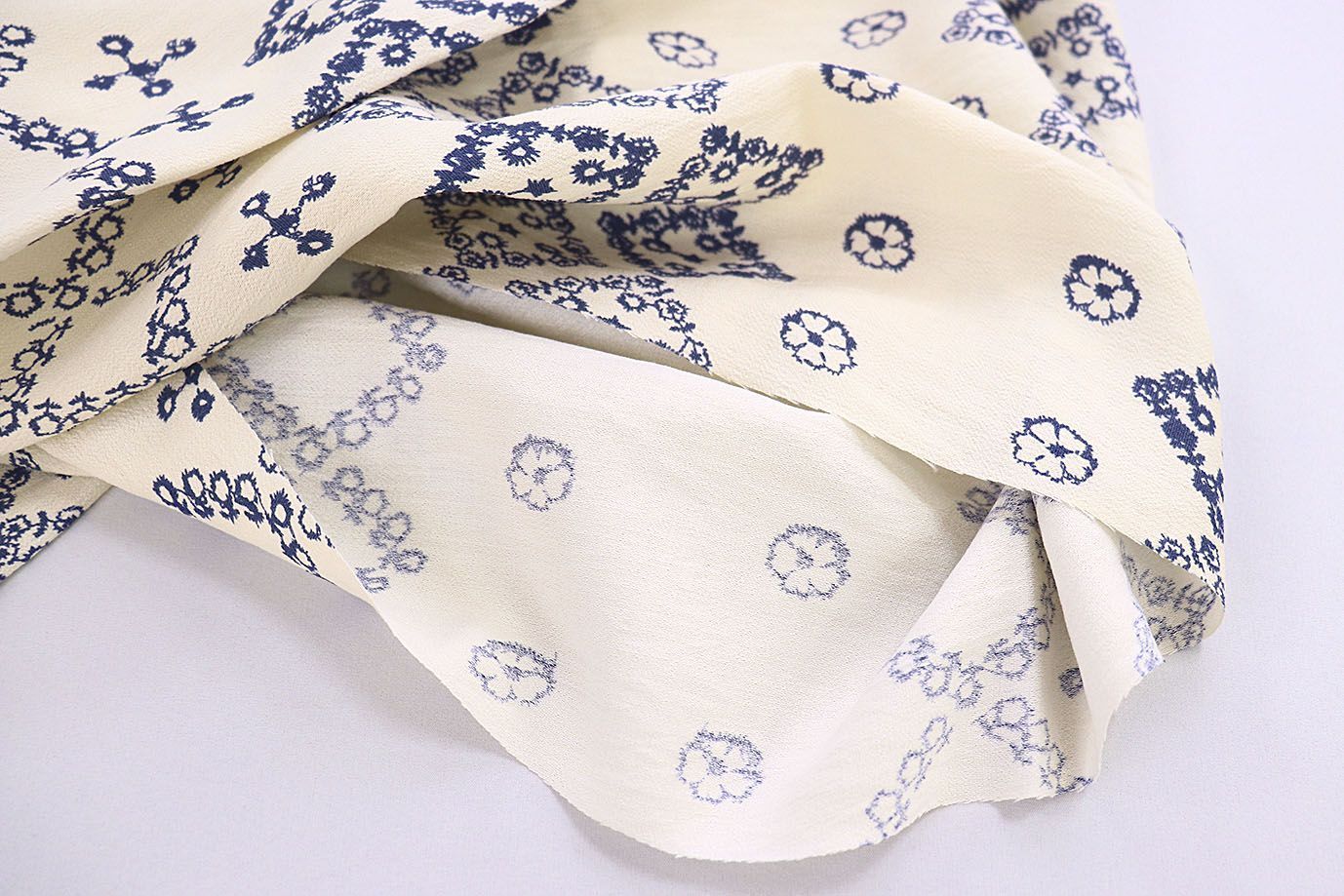 Лен БОХО принт/синий на кремовом 3857-PY/D#2/C#1