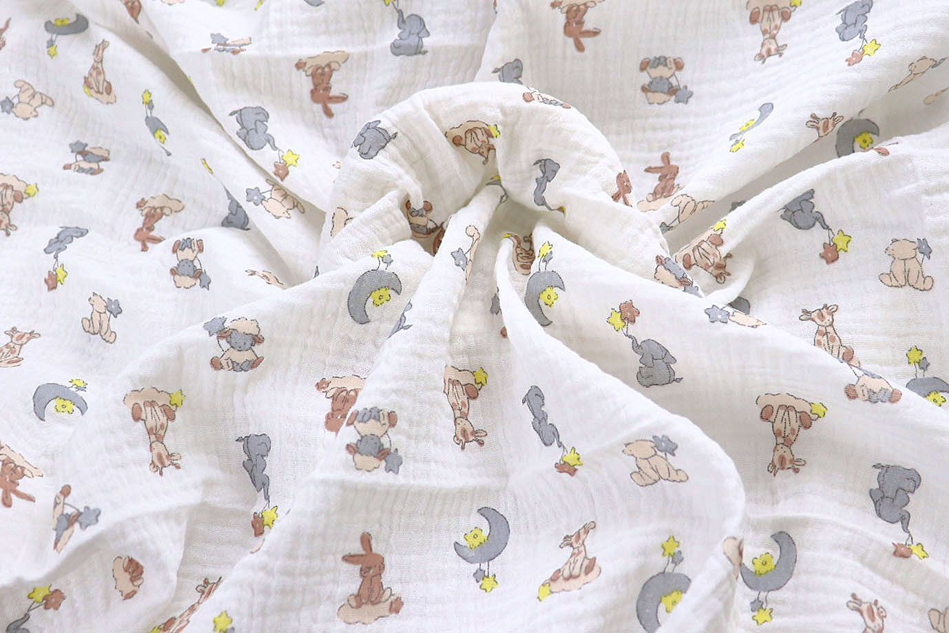 Муслин принт/звери на белом 1414-PY/D#2/C#1 (7614)