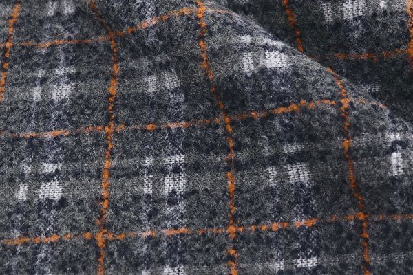 Пальтовая ткань принт/клетка серо-оранжевая 7163DPL/C#3