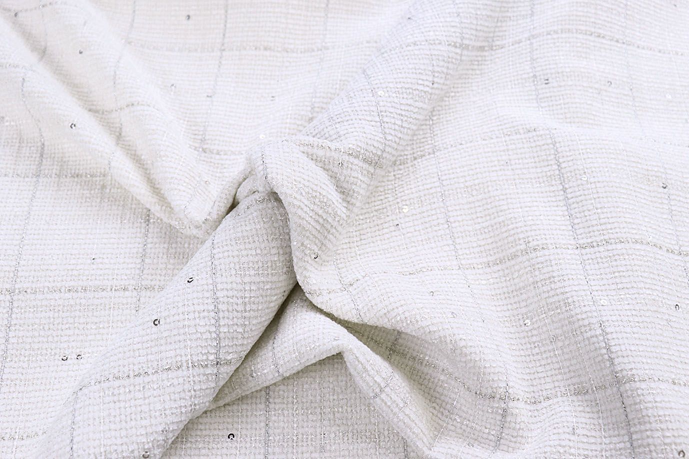 Костюмная ткань "Шанель" с пайетками/молочный AP50613/D#1361-8136/C#1