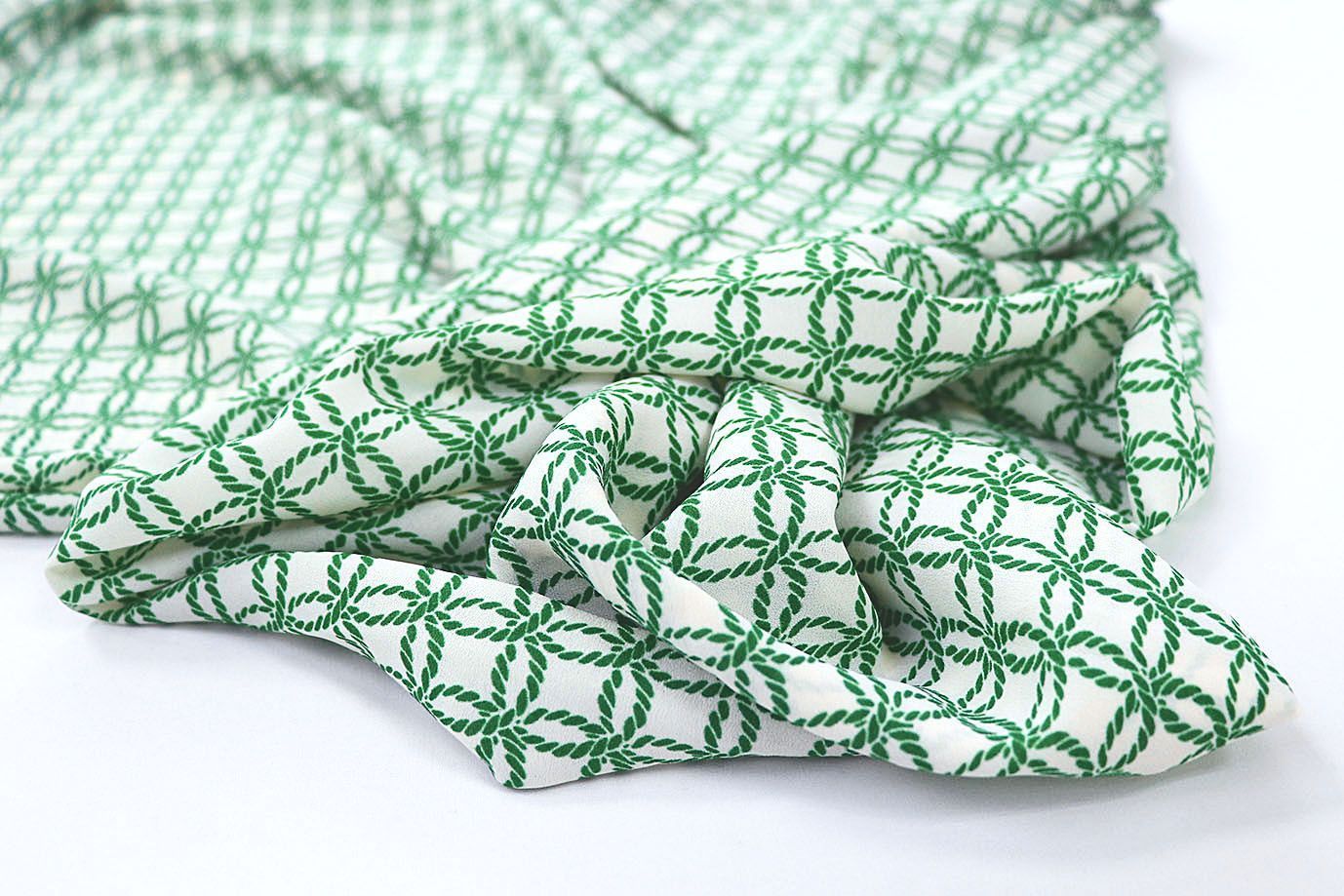 Шифон креп принт/зелено-белый 3425-PY/D#HY1656/C#3