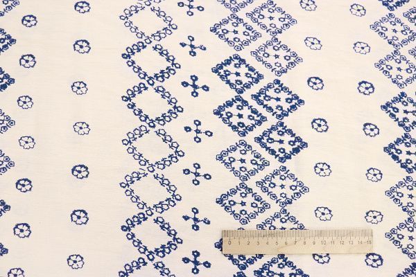 Лен БОХО принт/синий на кремовом 3857-PY/D#2/C#1