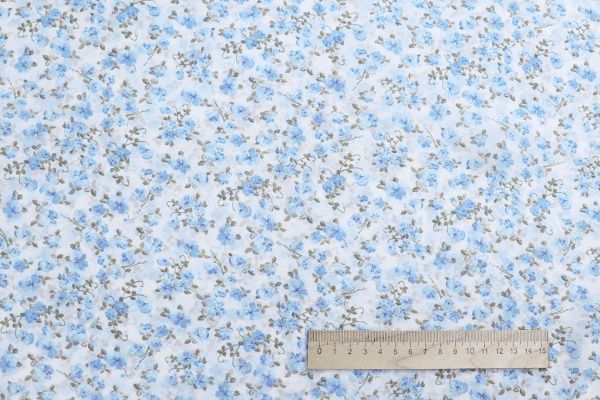 Шифон принт/цветы голубые на молочном 4247-PY/D#4/C#1
