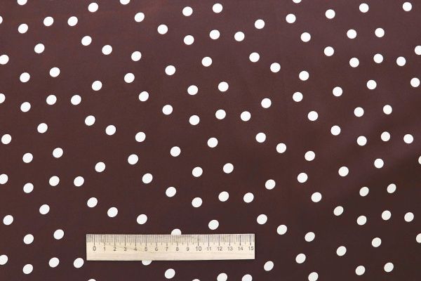 Сатин "Армани" принт/горох белый на коричневом 4184-PY/D#1/C#4