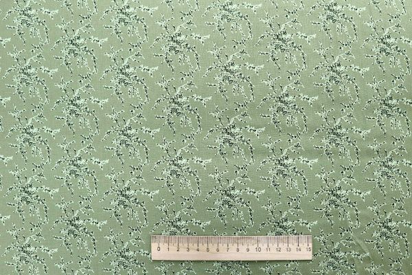 Штапель принт/цветы зеленые на фисташковом 1443-PY/D#2/C#3
