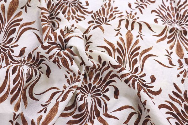 Лен N/R принт/коричневый на белом 3891-PY/D#1/C#4