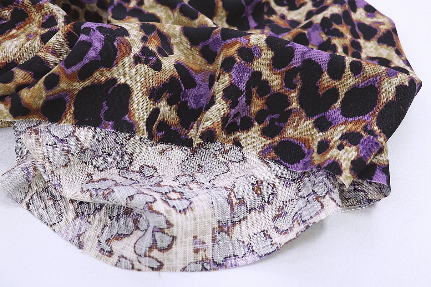 Лен TENCEL принт/черно-фиолетовый на бежевом 3846-PY/D#6/C#4